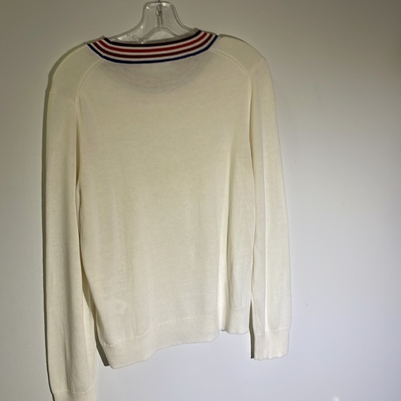 Splendid collections cream sweater with color accents at the neck - Picture 4 of 4